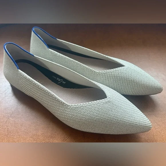 Rothy’s The Point II Diamond Twill Flats Size 8.5 Platinum Pointed Toe NWOB - Picture 3 of 11